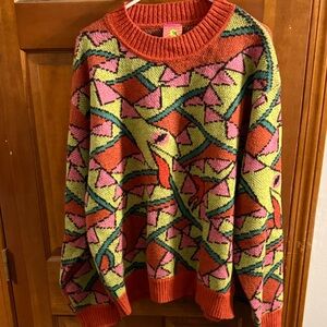 Pretty Snake Original Ouroboros Colorful Geometric Pattern Sweater
